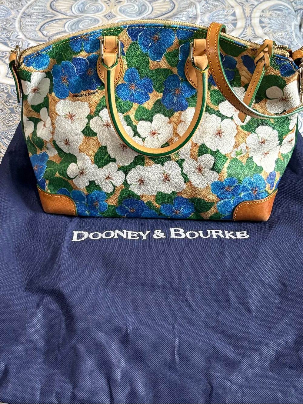 Dooney & Bourke Floral Garden Dome Satchel in Green & Blue
